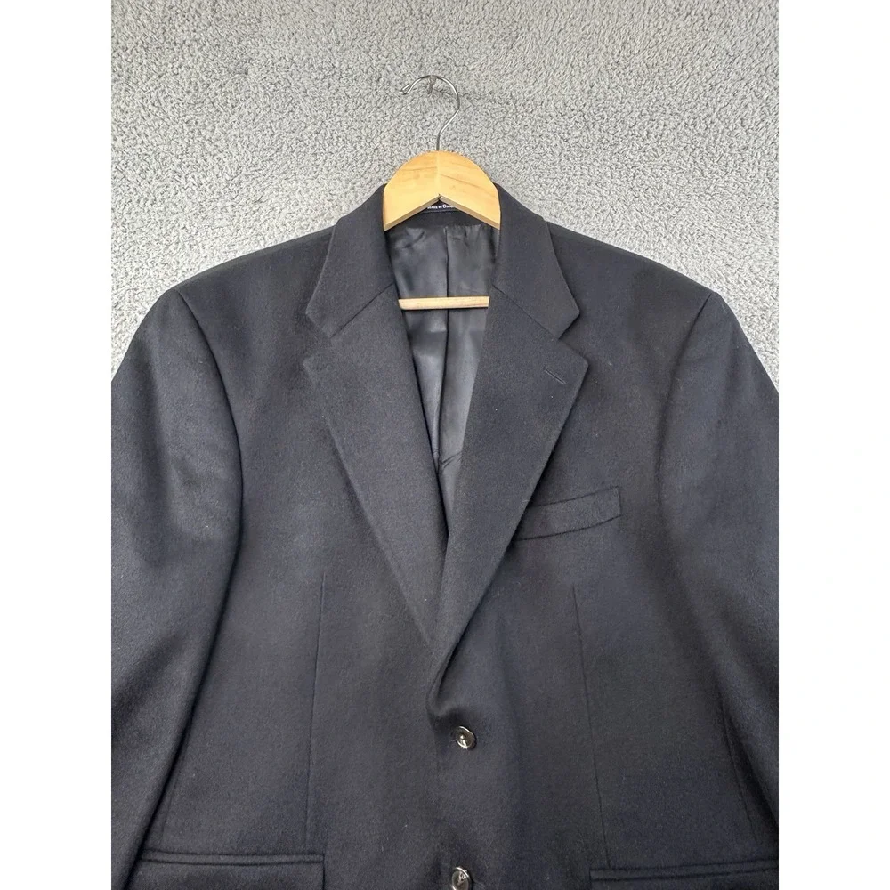 VTG Polo University Ralph Lauren Blazer Jacket 43R Black Cashmere Preppy